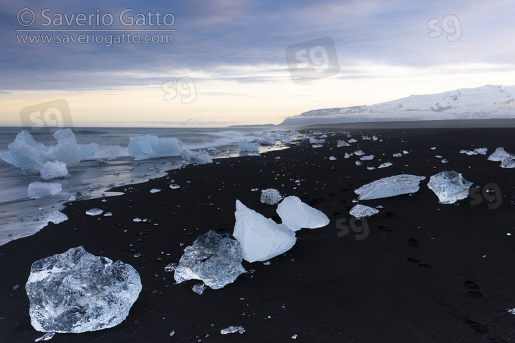 Diamond Beach, pieces of ice on the black sand