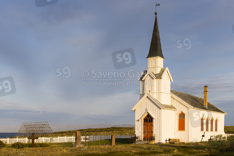 Chiesa di Nesseby, paesaggio al tramonto